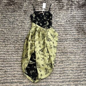 New ! Chic Black and Olive Floral Designer Dress, Size S